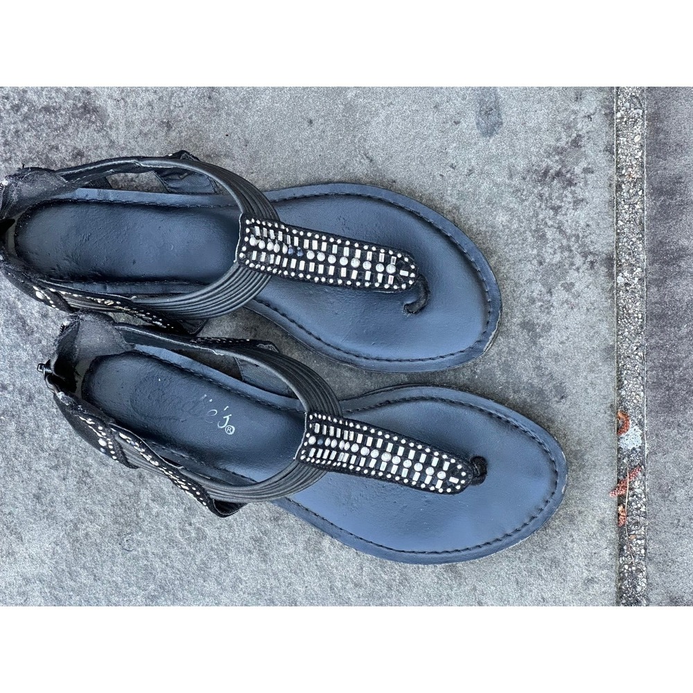 Black womens flats sandals size 6